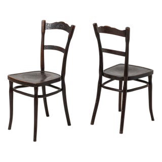 Antique Bentwood Cafe Dining Chairs by J&J Kohn, Austria, 1905, Set of 2 For Sale