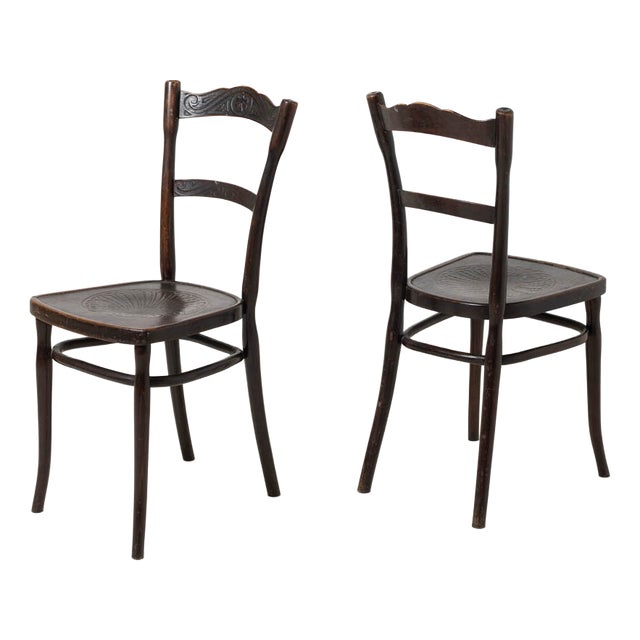 Antique Bentwood Cafe Dining Chairs by J&J Kohn, Austria, 1905, Set of 2 For Sale