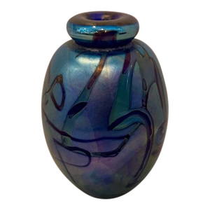 1981 Signed Eichholt Iridescent Art Glass Perfume Bottle With Stopper