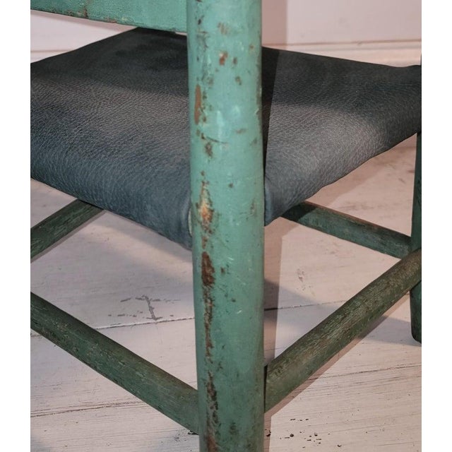 Childs Hand Painted 19thc Ladder Back Chair With Leather Seat For Sale In Los Angeles - Image 6 of 6
