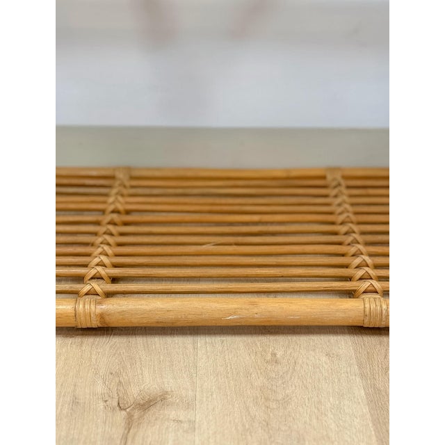 Vintage Console Table Rattan Two-Tier Glass Top Coastal Entryway Sofa Table Rare For Sale - Image 9 of 13