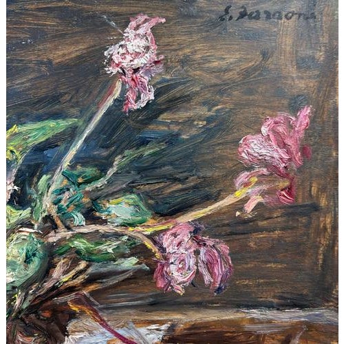 1970s Enzo Faraoni, Still Life with Flowers, Oil on Wooden Panel, 1970s For Sale - Image 5 of 11