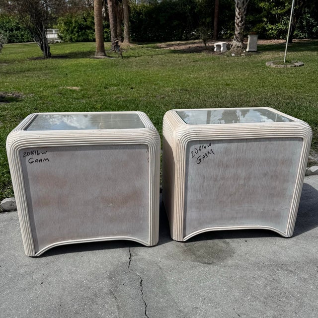 Beige Boho Chic Waterfall Pencil Reed Nightstands - A Pair For Sale - Image 8 of 11