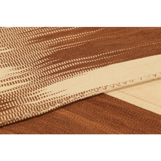 Textile Oversized Rug & Kilim’s Contemporary Kilim in Beige & Brown Stripes & Patterns For Sale - Image 7 of 7