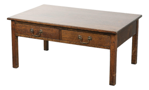 Antique English Oak Coffee Table with Drawers, 20th Century