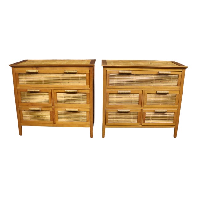 Asian-Style Cherry and Bamboo Chests – Pair For Sale