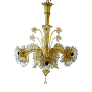 Gold Dust Murano Glass Chandelier from Barovier & Toso, Italy, 1940s For Sale