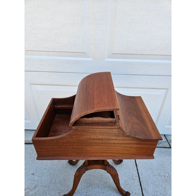 Wood Mahogany Tea Poy Flip Top Side Table With Interior Storage For Sale - Image 7 of 15