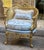 2020s Baroque Style Sky Blue Damask Armchair – Gold Leaf Accent Chair With Pillow For Sale - Image 5 of 5