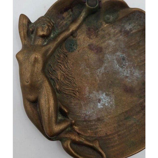 French Art Nouveau Signed a.j. Vaast Bronze Nymph Catchall Dish For Sale In Las Vegas - Image 6 of 9
