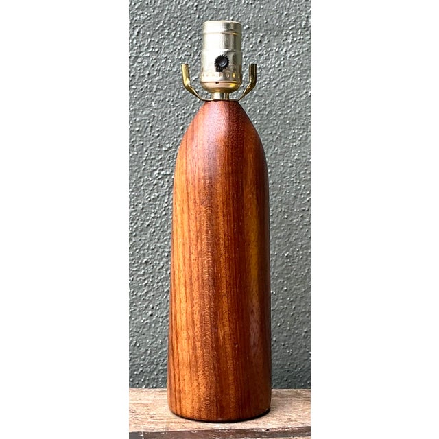Wood Vintage MCM Danish Wood Bullet Lamp For Sale - Image 7 of 12
