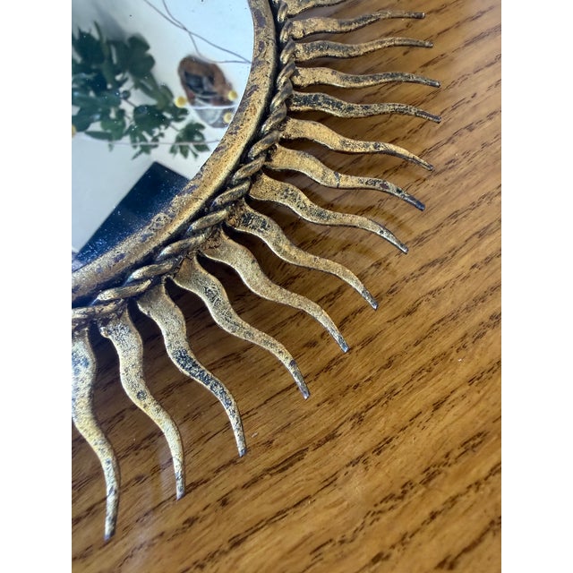 Patinated Gold Sunburst Mirror, 1970s For Sale - Image 11 of 18