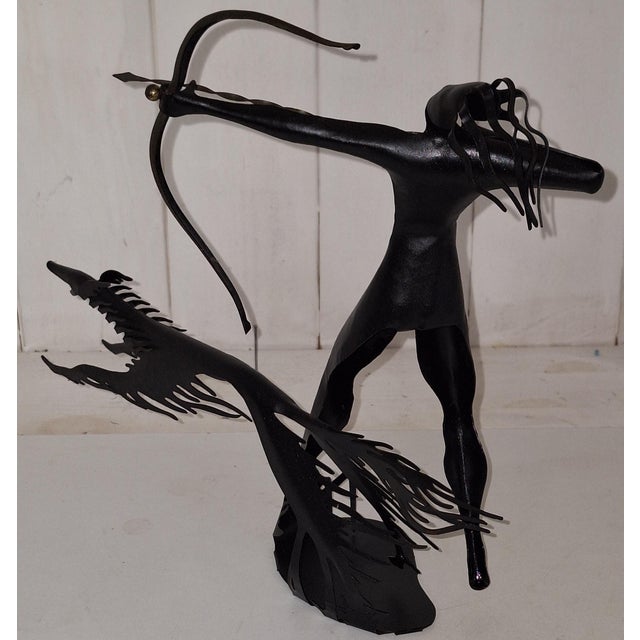 Sculpture Diana on the Hunt in Black Lacquered Metal, 1960s For Sale - Image 4 of 5