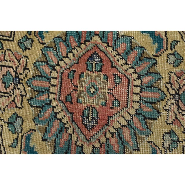Tabriz Rug 9’8” X 12’9” Pink Wool Vintage Distressed Hand-Knotted Carpet For Sale - Image 9 of 15