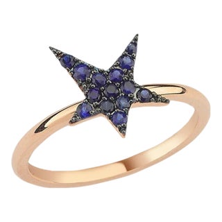 Own Your Story Sapphire Rock Star Ring in 14k Yellow Gold, Size 7.5 For Sale