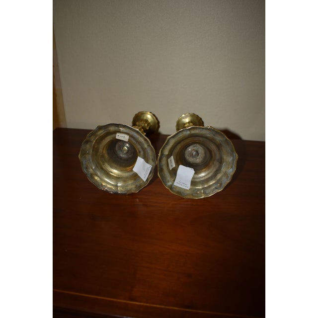 French Pair of 18th Century Louis XV Candlesticks in Baluster Form With Molded Stems For Sale - Image 3 of 3