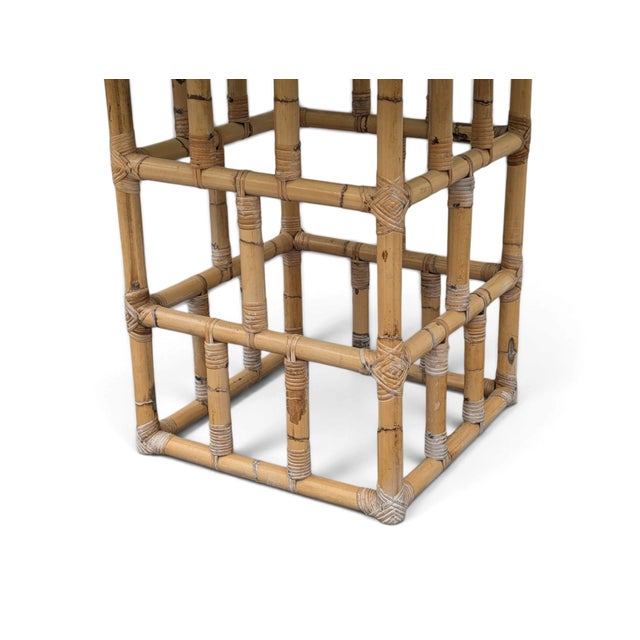 Table in Wicker Wood and Smoked Glass, 1970s For Sale - Image 3 of 7