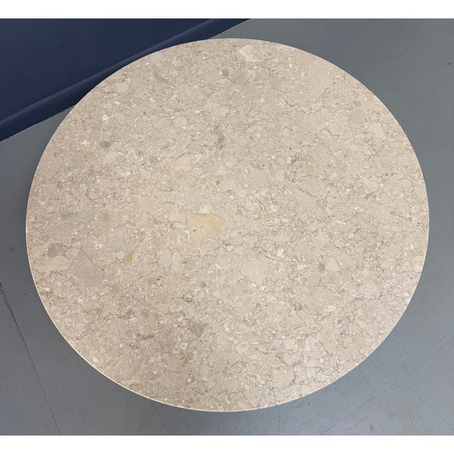 Stone Henredon Mid-Century Fossil Stone Coffee Table With Pedestal Base For Sale - Image 7 of 8