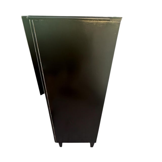 Mid-Century Modern Vintage Scandinavian Linen Cabinet Attributed to Bodafors With Custom Black Mirror Top For Sale - Image 3 of 14