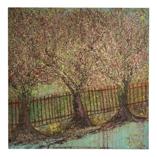 Italian Artist, Blossom with ArpVerdeacqua, Acrylic on Canvas For Sale