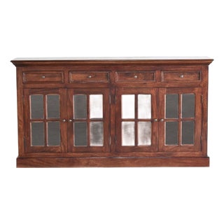 Solid Wood Sideboard With Glass Doors For Sale
