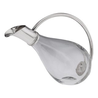 Modern British Silver Mounted Glass Wine Jug from Asprey, 2004 For Sale