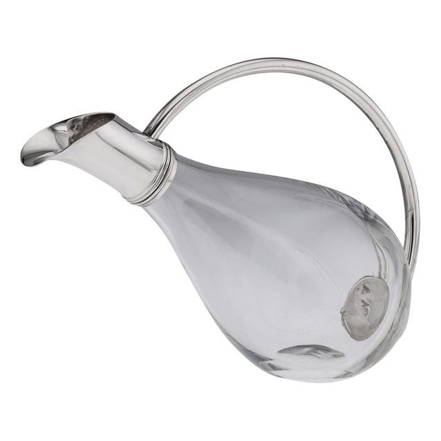 Modern British Silver Mounted Glass Wine Jug from Asprey, 2004 For Sale