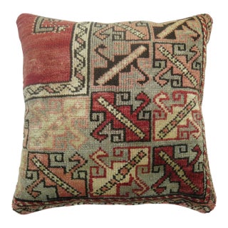 Zabihi Collection Large Square Red Vintage Turkish Rug Pillow For Sale
