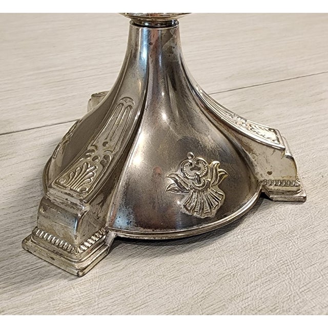 Late 19th Century Circa 1950s Vintage Silver Plated Candlestick Holders- Set of 2 For Sale - Image 5 of 6