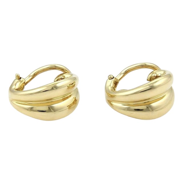 Mid 20th Century Pair of Tiffany & Co. 18k Yellow Gold Leaf Shape Small Huggie Earrings For Sale
