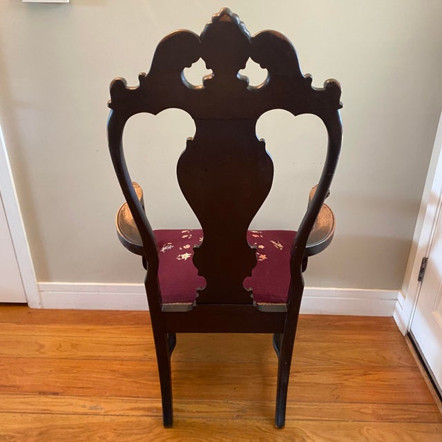 Wood 18th Century Queen Anne-Style Splat Back Walnut Armchair For Sale - Image 7 of 13