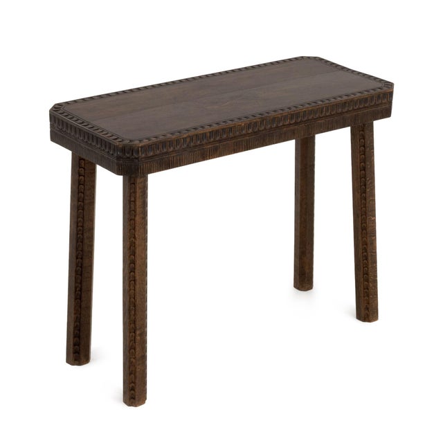 Arts and Crafts Style Hand-Carved Oak Console Table For Sale In New York - Image 6 of 6