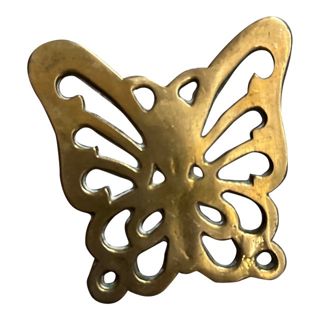 1970s Small Brass Simple Butterfly Trivet/Hot Plate For Sale