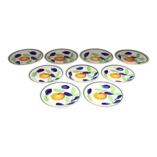 Set of Nine Vintage Italian "Orange" Fruit Motif Plates by Richard Ginori For Sale