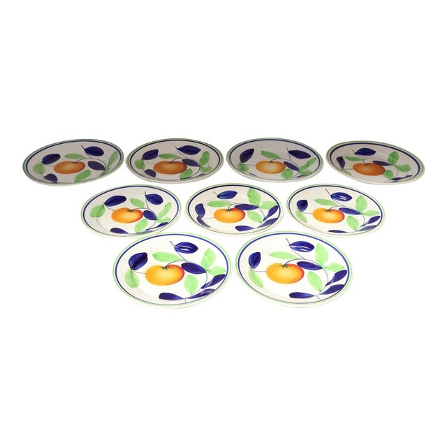 Set of Nine Vintage Italian "Orange" Fruit Motif Plates by Richard Ginori For Sale
