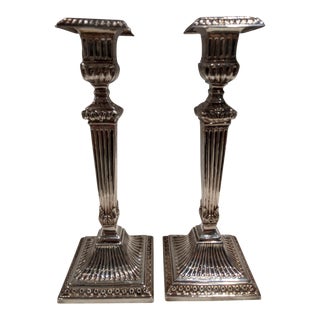 1930s Silver Plate Candlesticks - A Pair For Sale