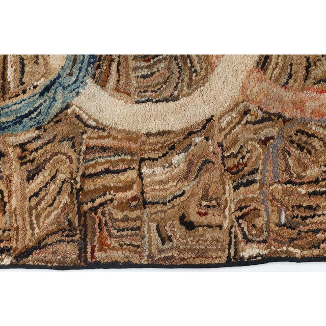 Textile Doris Leslie Blau American Hooked Vintage Abstract Warm Tan Hand-Knotted Runner For Sale - Image 7 of 9