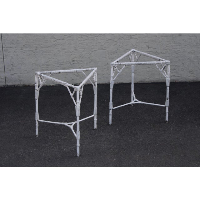 Hollywood Regency Venemen of California Faux Bamboo Cast Aluminum Patio Dining Set For Sale - Image 3 of 12