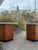 Italian Round Travertine Top Hexagon Wood Base Side Tables - a Pair For Sale In Tampa - Image 6 of 13