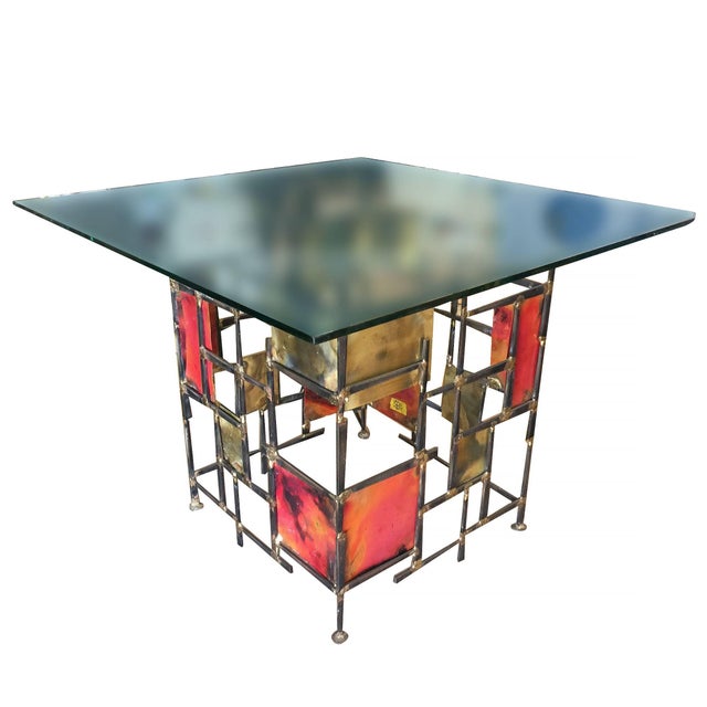 Silas Seandel Style Mixed Metal Nail Brutalist Side Table For Sale - Image 9 of 9