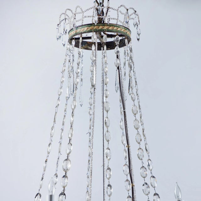 Painted and Gilded Bronze Crystal Chandelier For Sale - Image 4 of 7