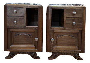 Vintage Art Deco Bedside Tables in Walnut, 1940s, Set of 2
