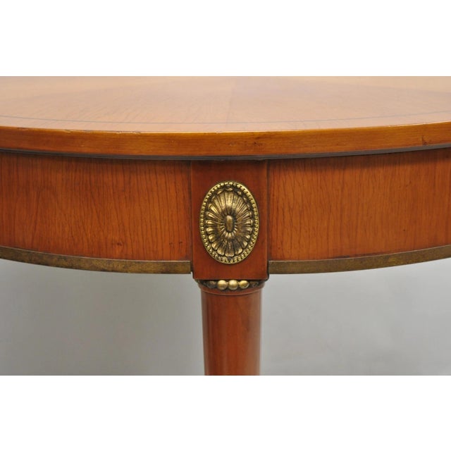Late 20th Century John Scalia French Empire Style Round Cherry Wood Bouillotte Lamp Side Table For Sale - Image 4 of 15