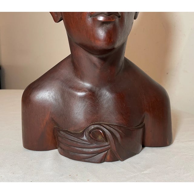 Antique Carved Balinese Indonesian Bali Woman Lady Bust Wood Carving Sculpture For Sale - Image 12 of 12