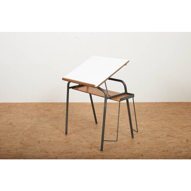 Wood Green Lacquered Steel and Plywood Desk with Resin Tabletop For Sale - Image 7 of 15