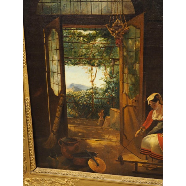 19th Century French Oil on Canvas, “La Fileuse D’Albano” After Claude Bonnefond For Sale - Image 13 of 17