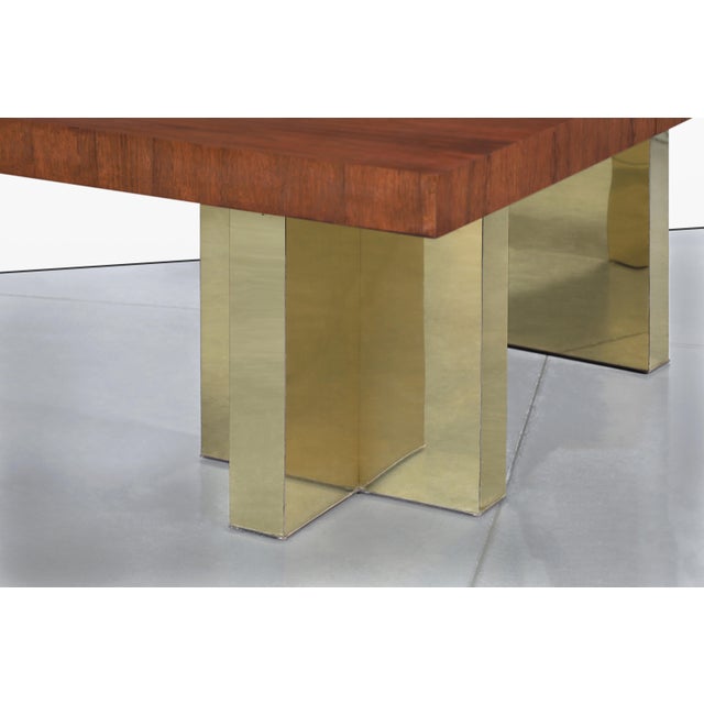 Thayer Coggin Mid-Century Modern Walnut and Brass Expanding Dining Table by Milo Baughman For Sale - Image 4 of 14