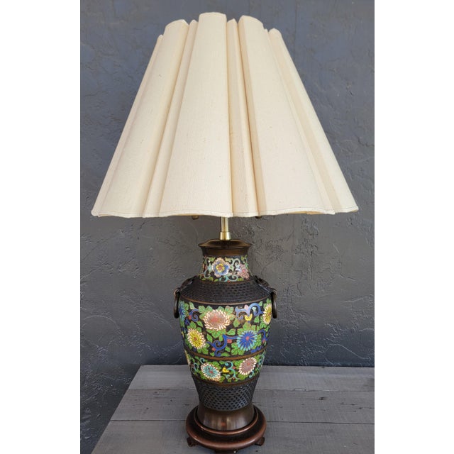 1950s Marbro Japanese Meiji Period Bronze & Cloisonne Table Lamp For Sale - Image 14 of 14