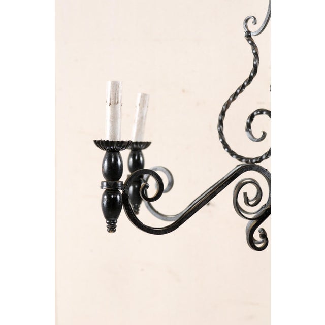 Mid 20th Century Mid 20th Century French Scrolling Black Iron Light For Sale - Image 5 of 11