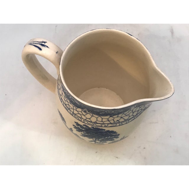 Cream Early 20th Century Adams Blue Transferware Pitcher: English Landscape Jug For Sale - Image 8 of 10